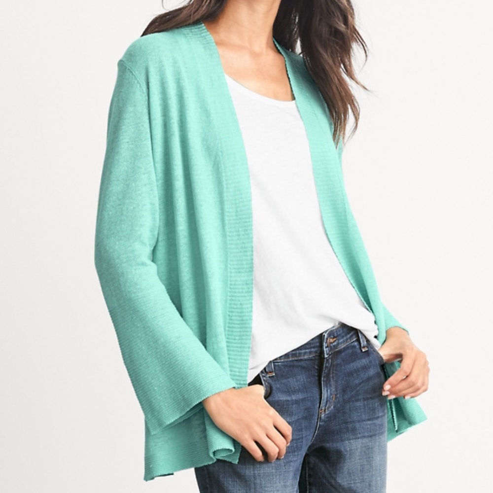 Eileen Fisher Organic Linen Bell Sleeve Cardigan Size Large